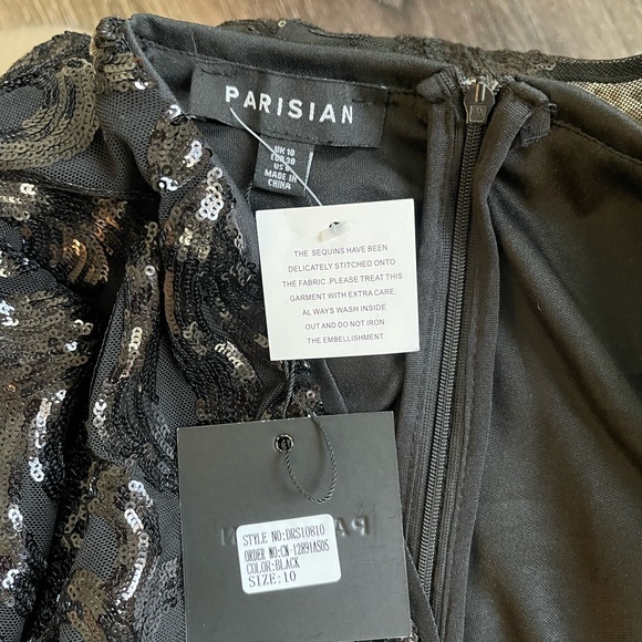 Sequin embellished deep V sheer long sleeved dress - Picture 6 of 6